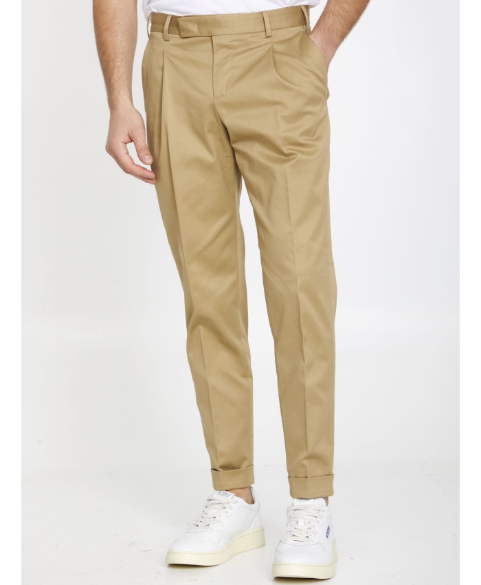 PT TORINO - Beige cotton trousers