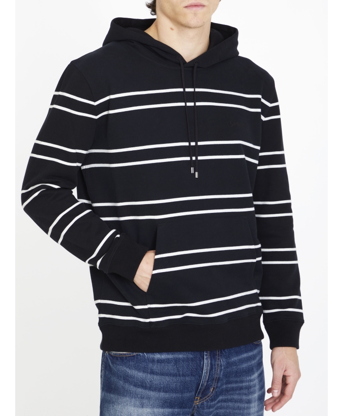 SAINT LAURENT - Striped cotton hoodie