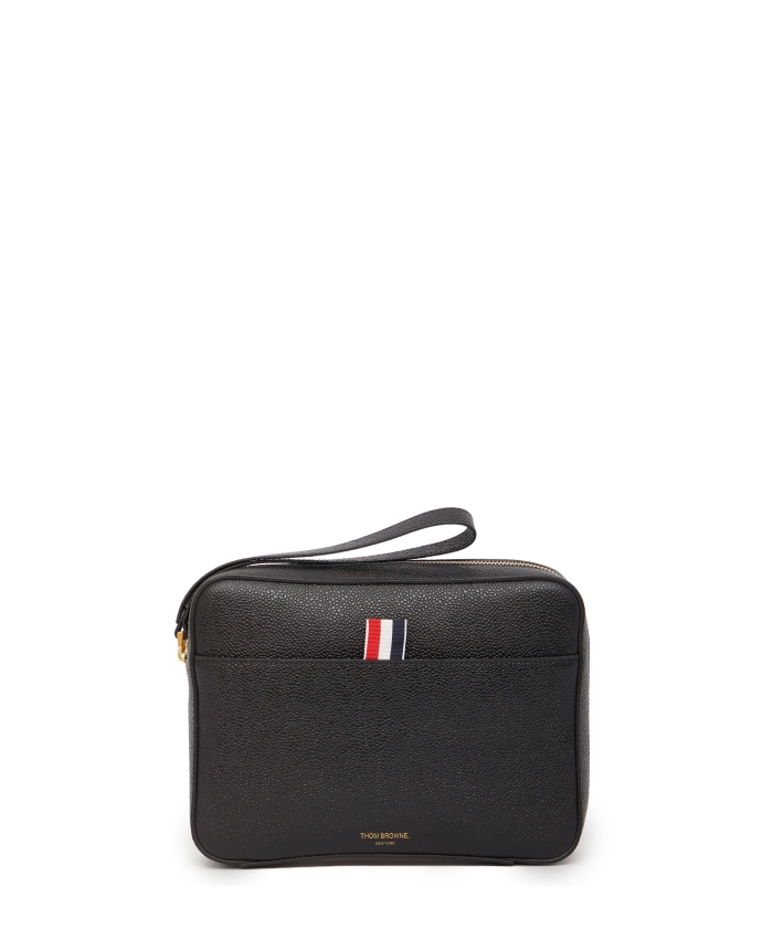 THOM BROWNE - Black leather pouch