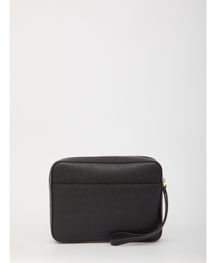 THOM BROWNE - Black leather pouch
