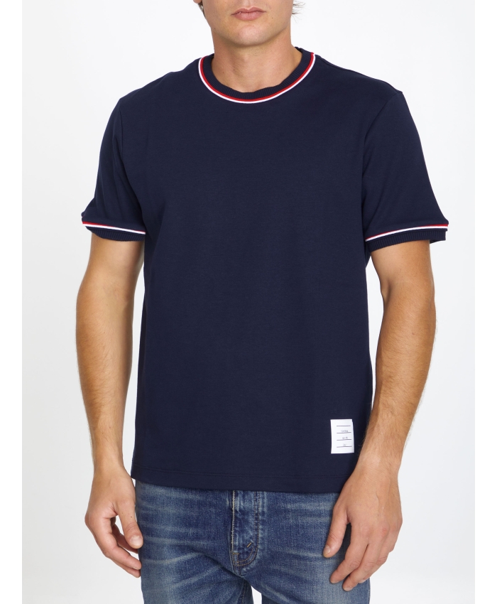 THOM BROWNE - Navy cotton t-shirt