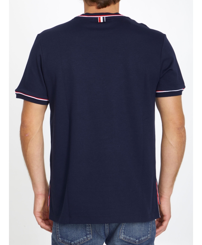 THOM BROWNE - Navy cotton t-shirt