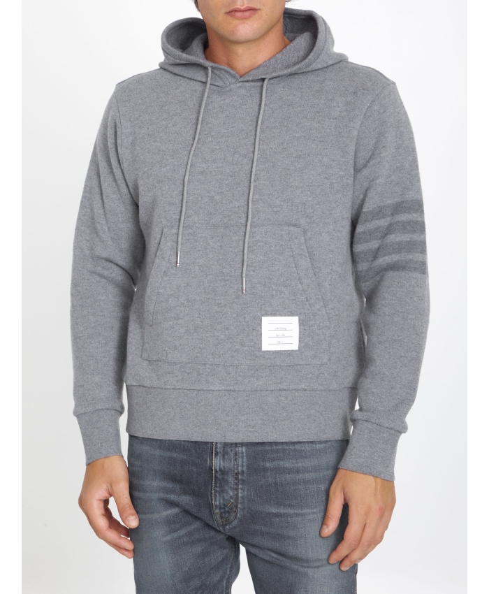 THOM BROWNE - Grey wool hoodie