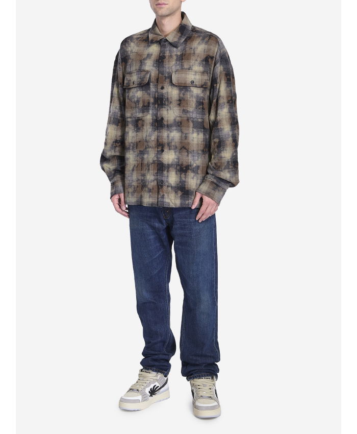 PALM ANGELS - Logo Curved check shirt