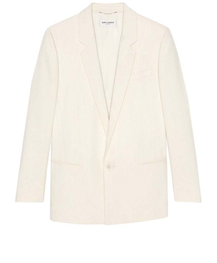SAINT LAURENT - White silk jacket