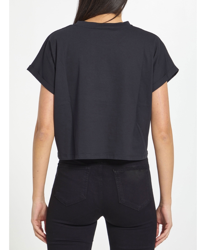 BALMAIN - Cropped black t-.shirt
