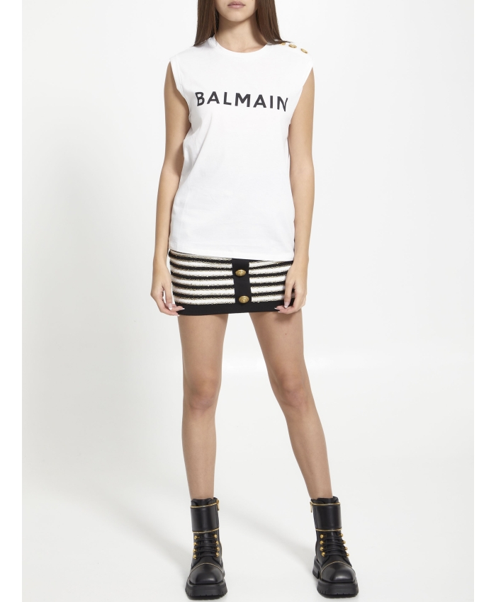 BALMAIN - Buttoned knit skirt