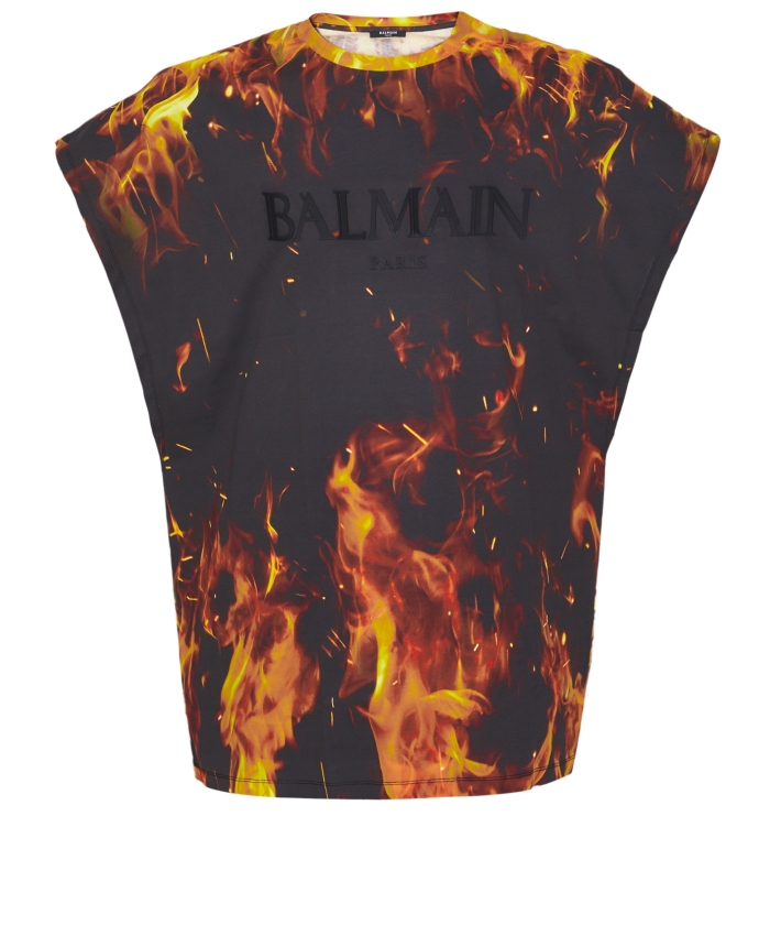 BALMAIN - Fire print t-shirt