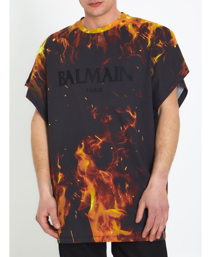 BALMAIN - Fire print t-shirt