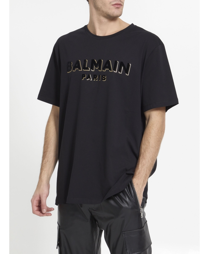 BALMAIN - T-shirt nera con logo