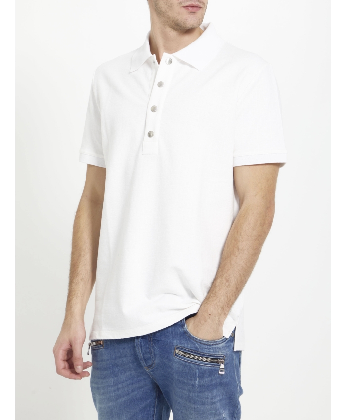 BALMAIN - White cotton polo shirt