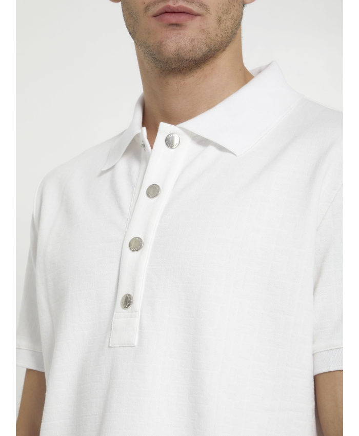 BALMAIN - White cotton polo shirt
