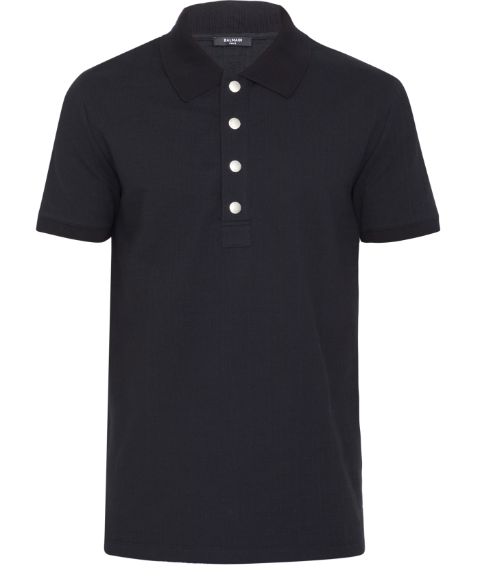 BALMAIN - Black cotton polo shirt