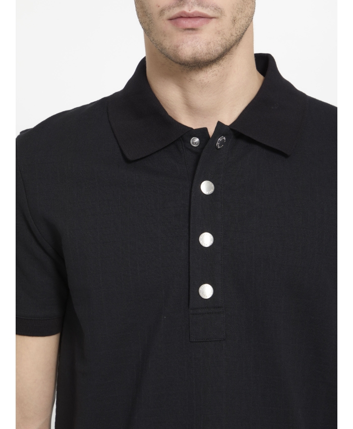 BALMAIN - Black cotton polo shirt