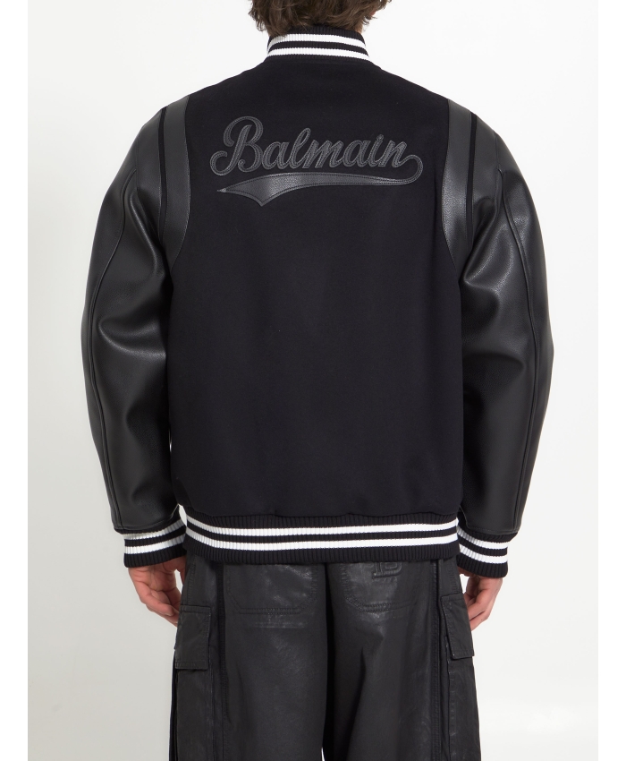 BALMAIN - Wool and leather teddy bomber jacket