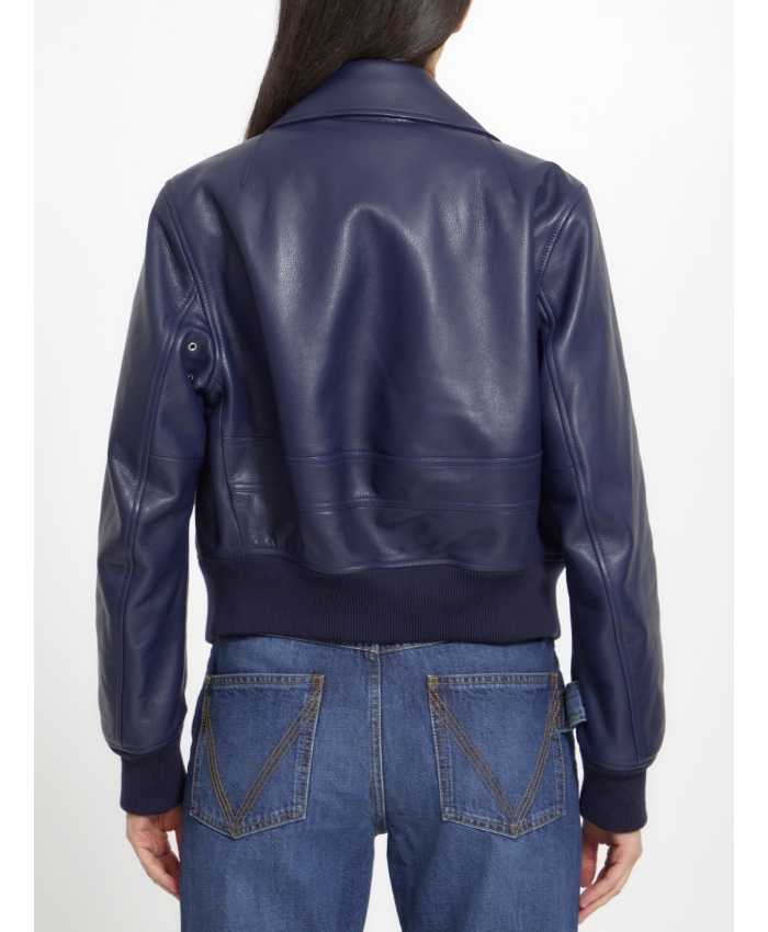 BOTTEGA VENETA - Blue leather jacket