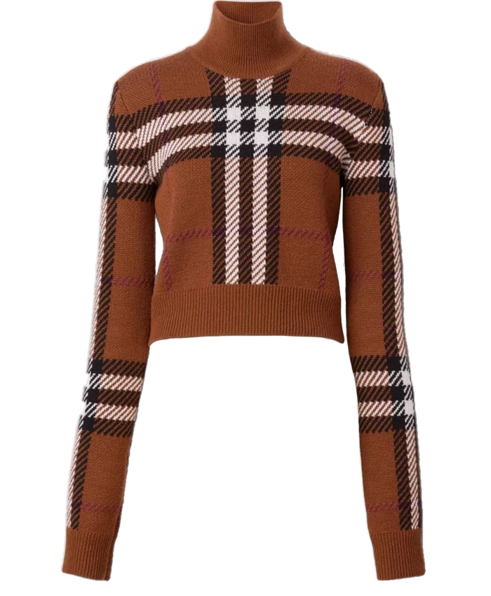 BURBERRY - Check cropped sweater