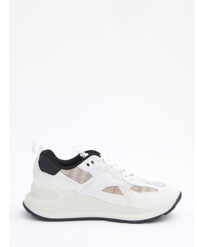 BURBERRY - Leather, suede and mesh sneakers