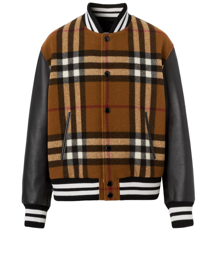 BURBERRY - Wool and leather bomber jacket