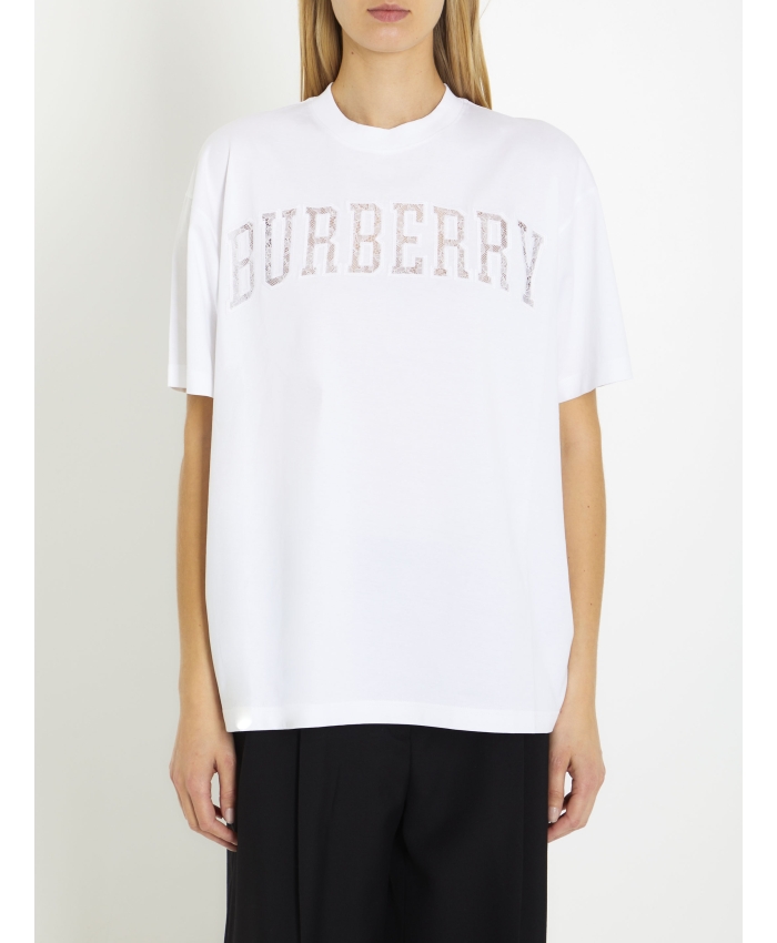BURBERRY - T-shirt con logo in pizzo