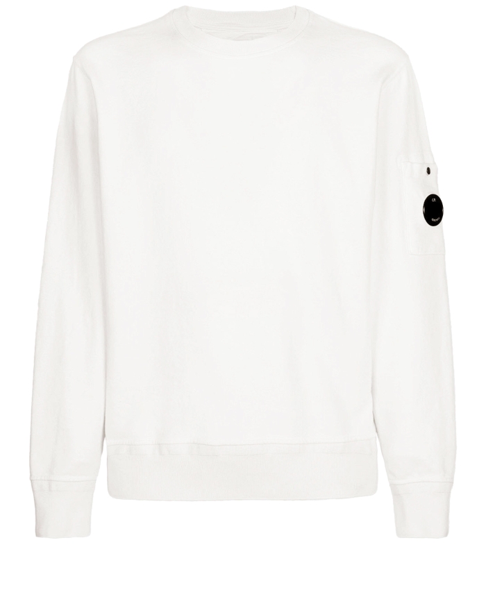 CP COMPANY - White cotton fleece sweatshirt