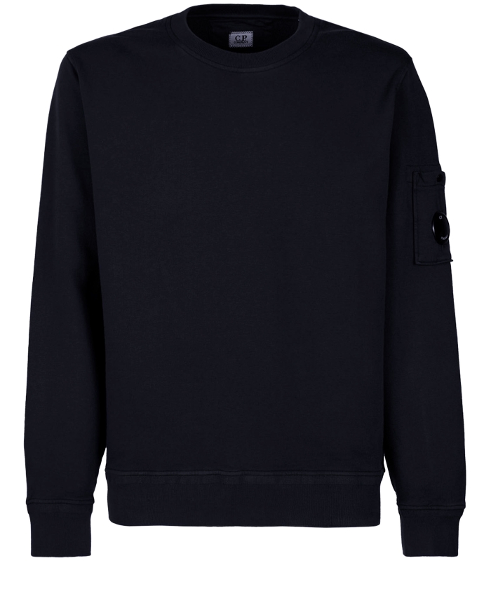 CP COMPANY - Black cotton fleece sweatshirt