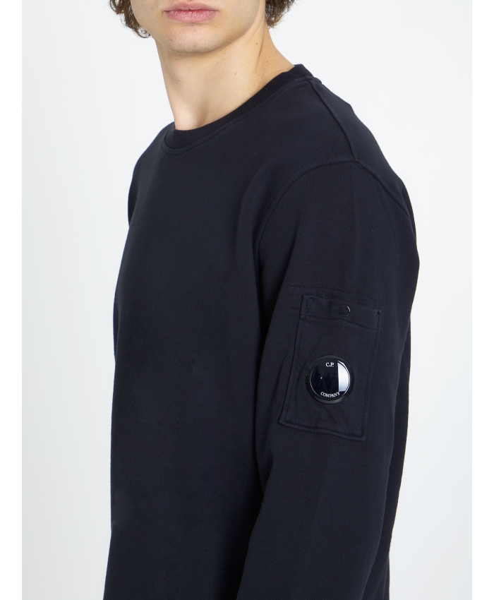 CP COMPANY - Black cotton fleece sweatshirt