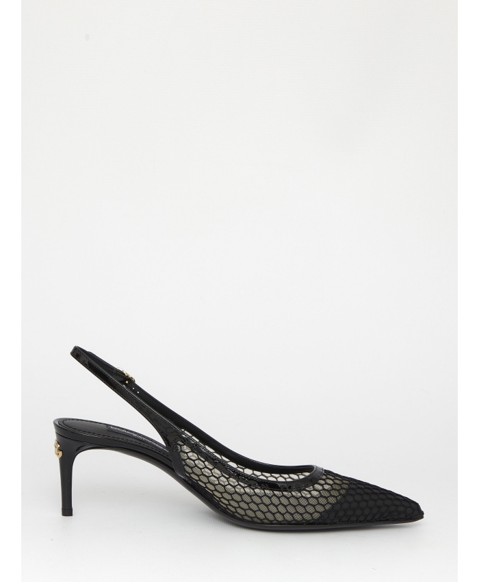 DOLCE&GABBANA - Mesh and patent leather slingback