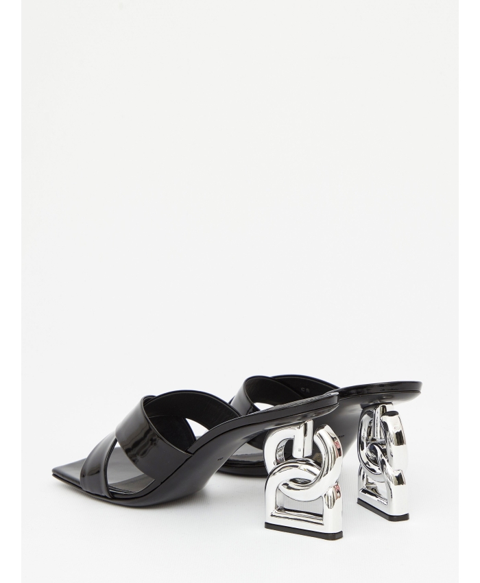 DOLCE&GABBANA - Leather sandals with DG heel