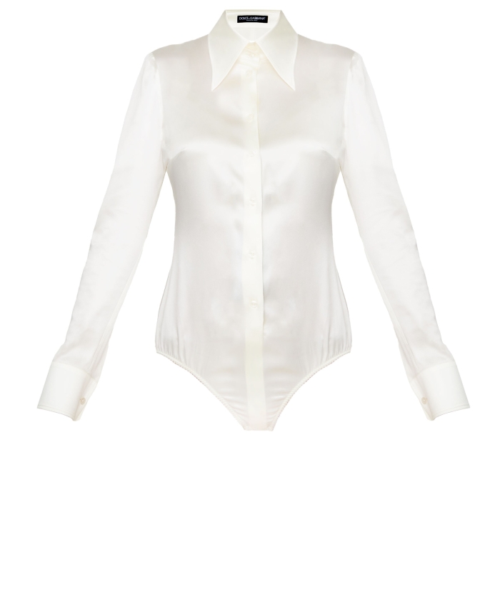 DOLCE&GABBANA - White silk bodysuit