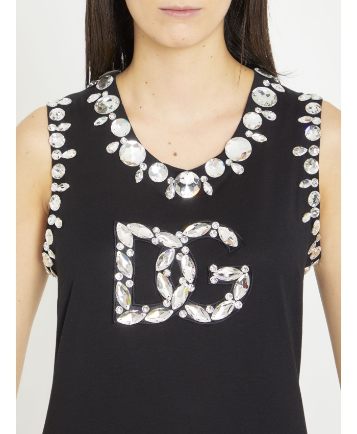 DOLCE&GABBANA - Jersey tank top with crystals