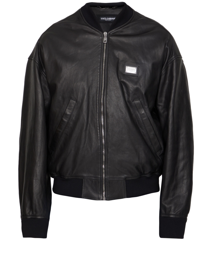 DOLCE&GABBANA - Black leather bomber jacket