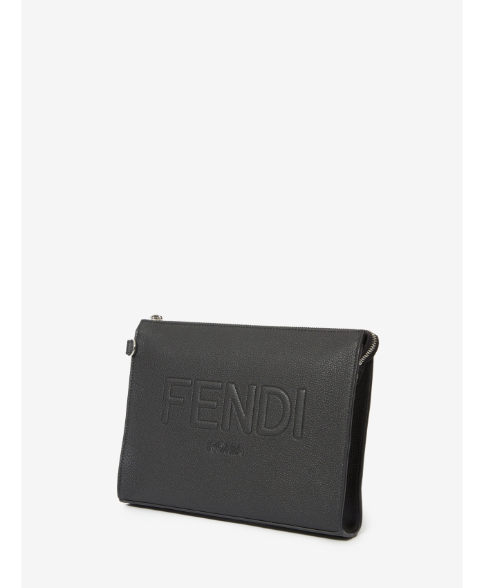 FENDI - Black leather pouch