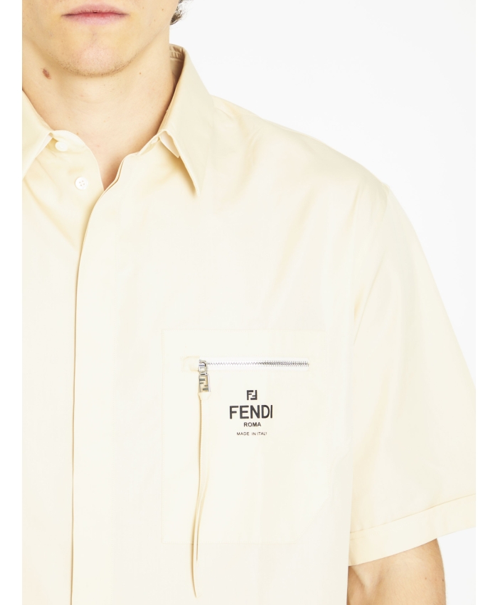FENDI - Camicia in cotone beige