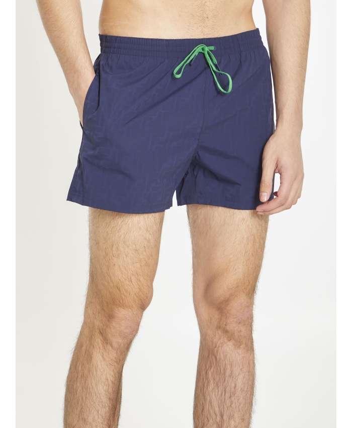 FENDI - Blue nylon swim shorts