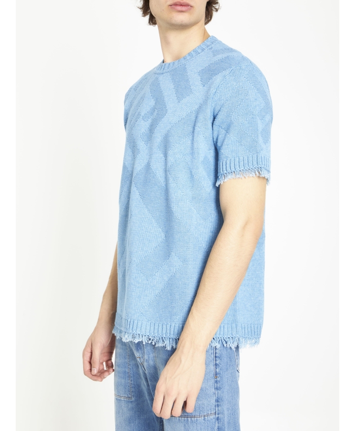 FENDI - Light-blue cotton jumper