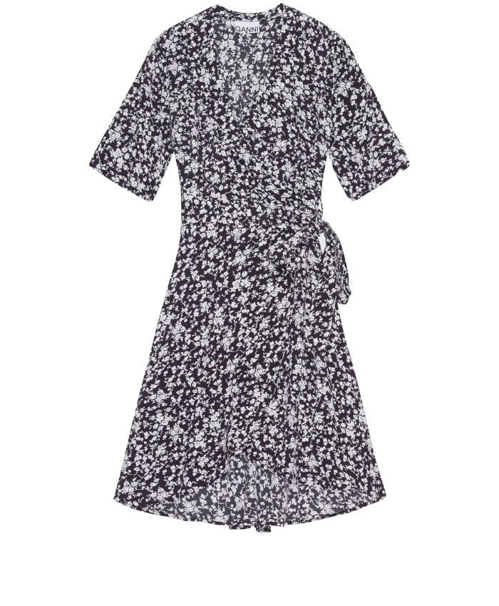 GANNI - Floral crepe wrap dress