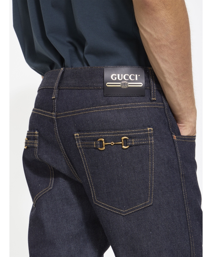 GUCCI - Jeans blu con Morsetto