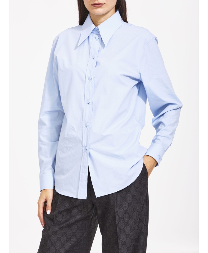 GUCCI - Light-blue cotton shirt