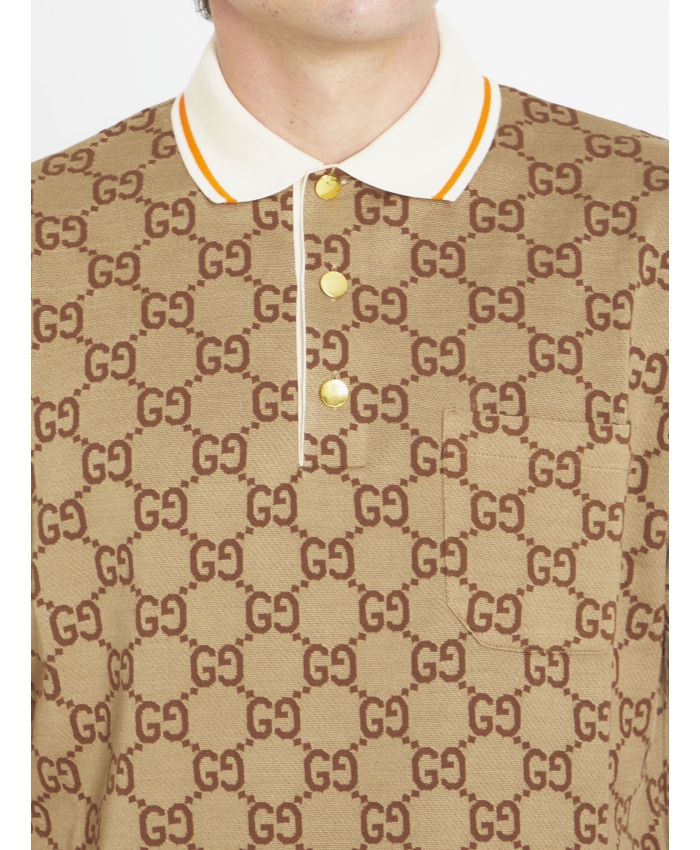 GUCCI - GG cotton and silk polo shirt