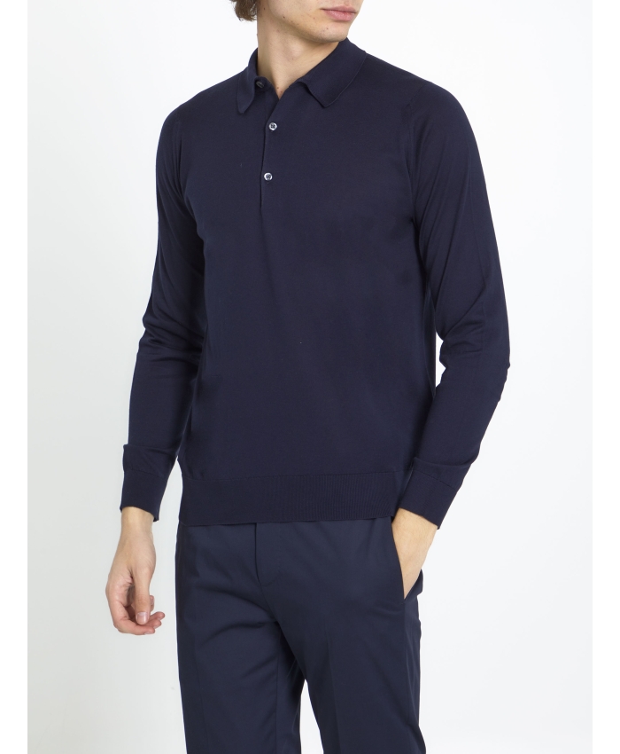 JOHN SMEDLEY - Blue cotton polo shirt