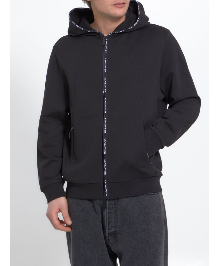 MONCLER - Black cotton hoodie