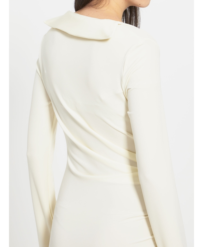 OFF WHITE - Viscose crepe draped dress