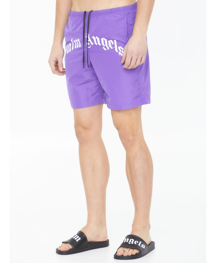 PALM ANGELS - Swim shorts with logo