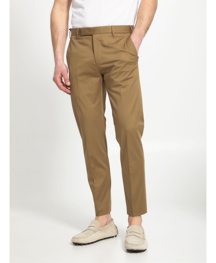 PT TORINO - Beige gabardine trousers