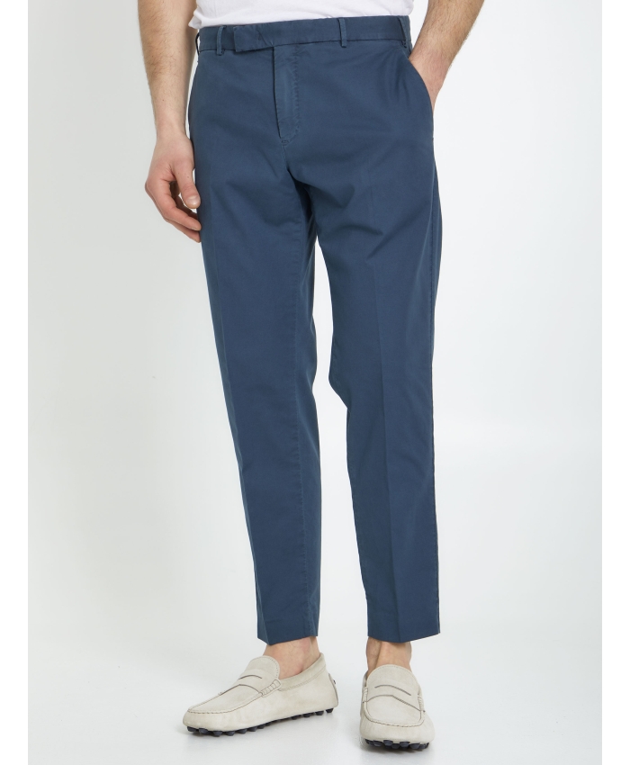 PT TORINO - Blue cotton trousers