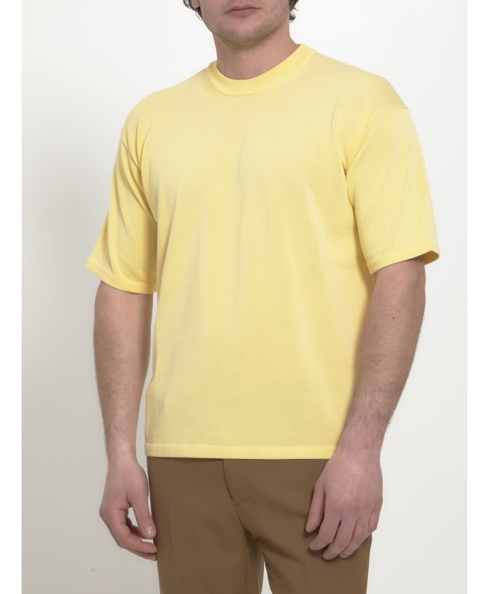 ROBERTO COLLINA - Yellow cotton t-shirt