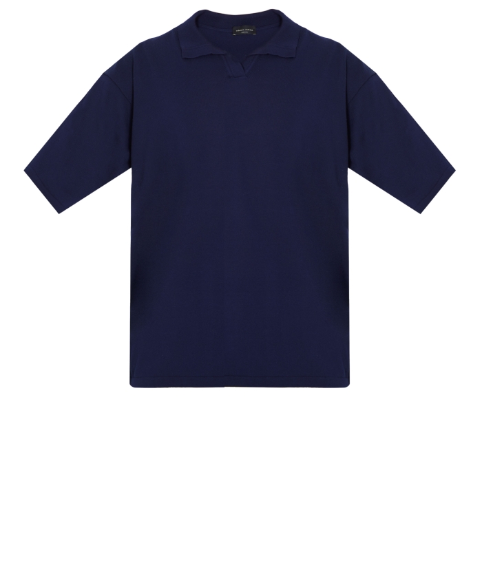 ROBERTO COLLINA - Blue cotton polo shirt