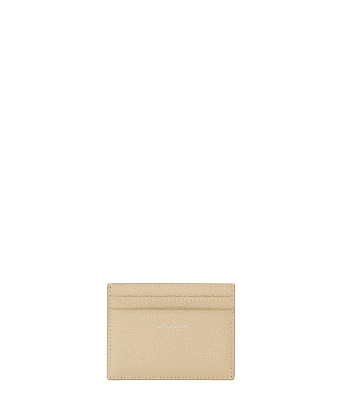 SAINT LAURENT - Beige leather cardholder
