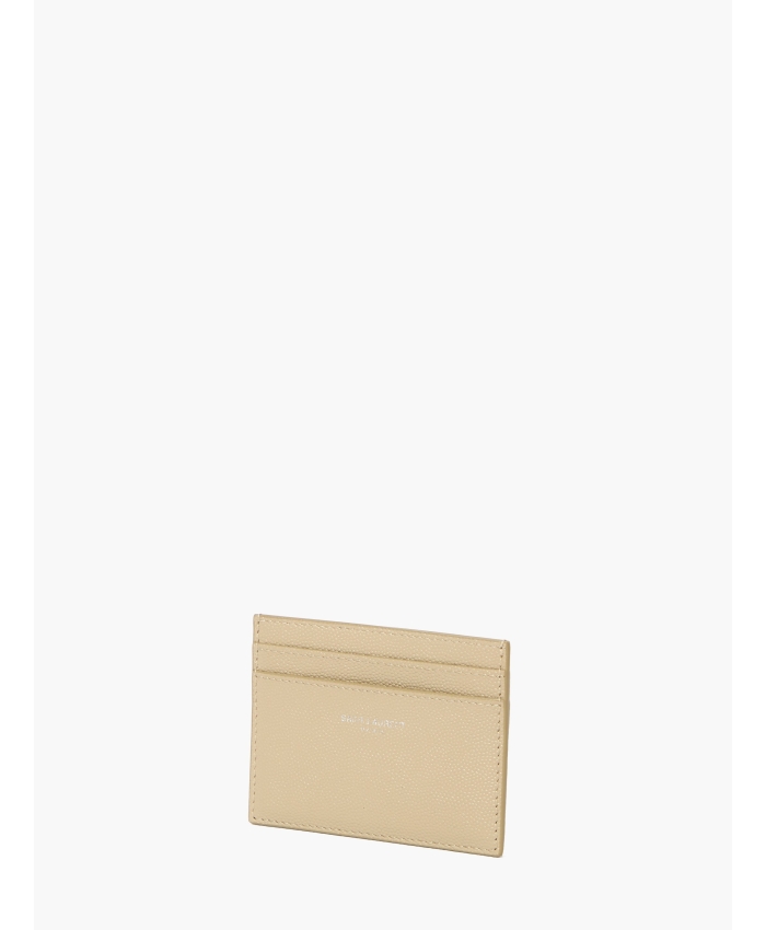 SAINT LAURENT - Beige leather cardholder